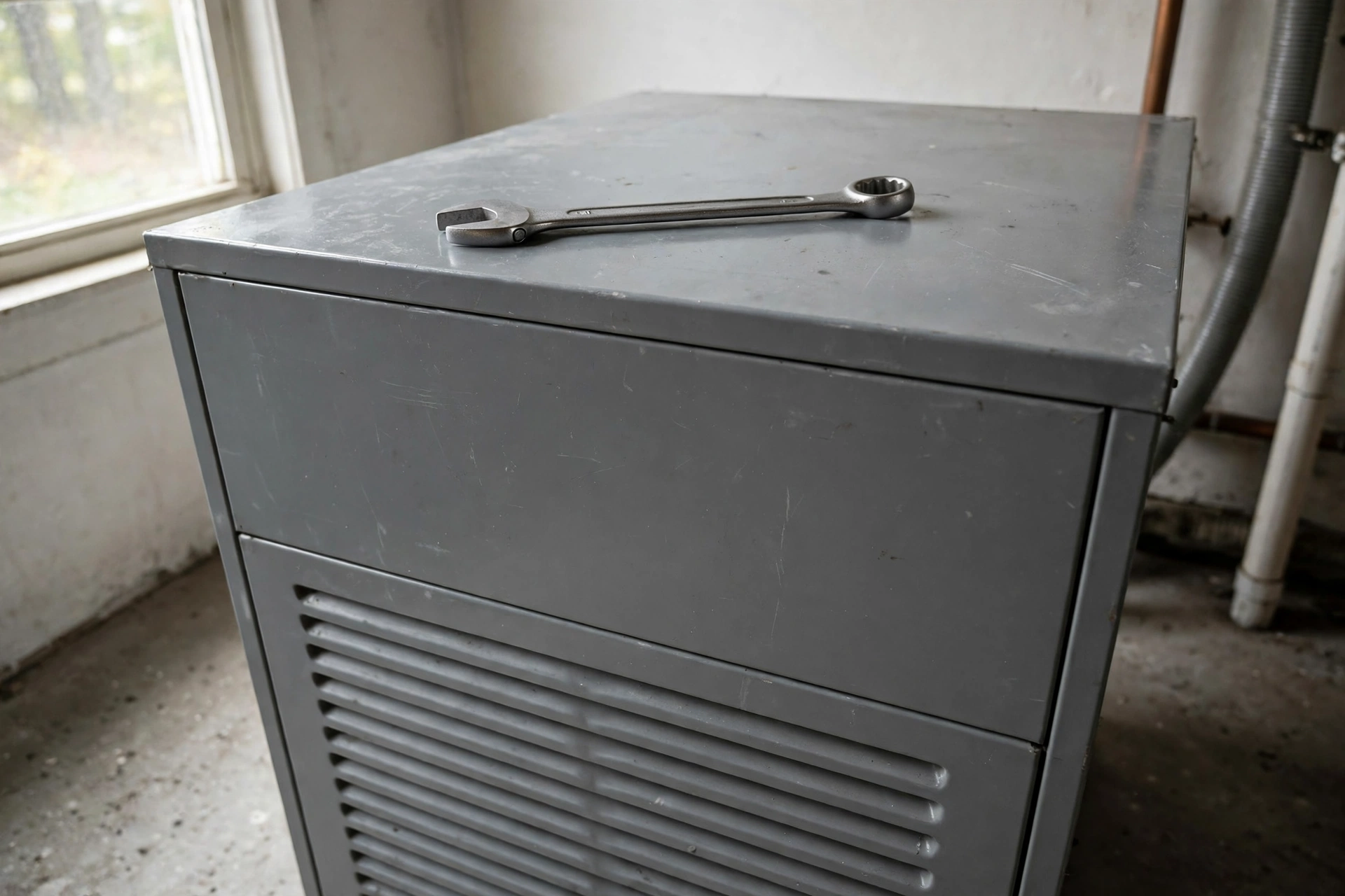 Technician servicing a furnace burner assembly in Smyrna, Delaware